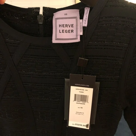 HERVE LEGER Black Fit and Flare Mini Dress - Picture 7 of 7